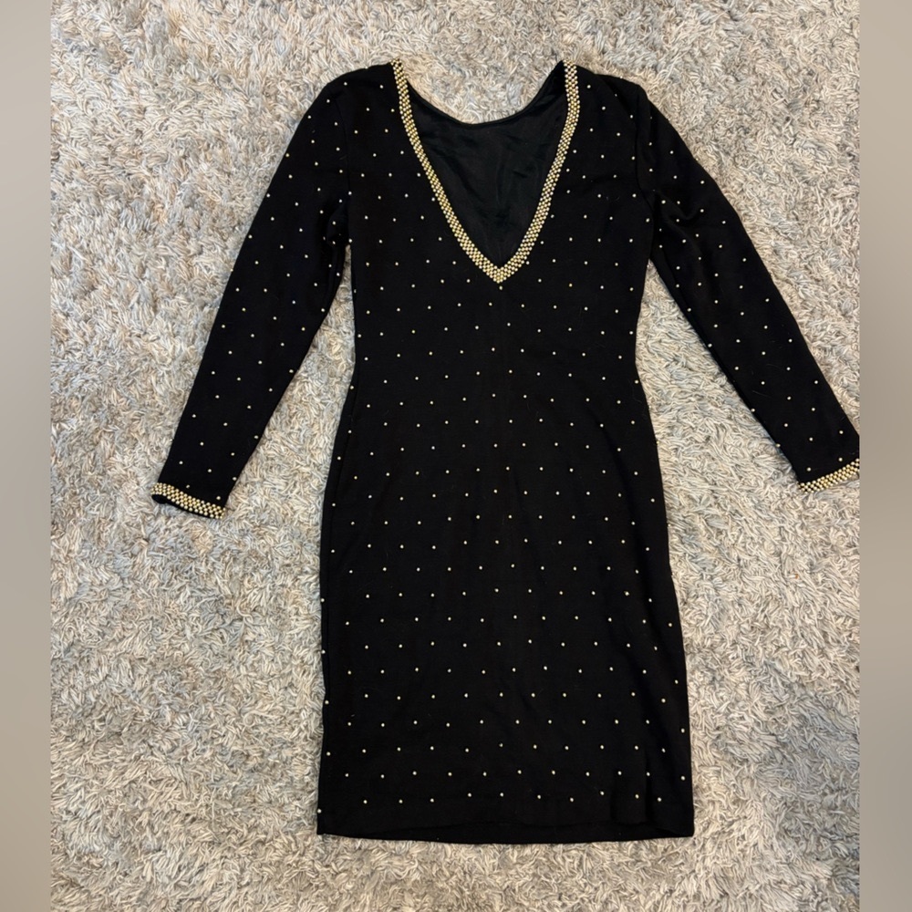 Black Et Al Long sleeved beaded party dress